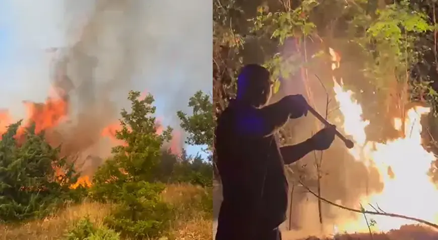 Kosova’nın Prizren şehri yakınlarında çıkan orman yangını, itfaiye ekiplerinin yaklaşık